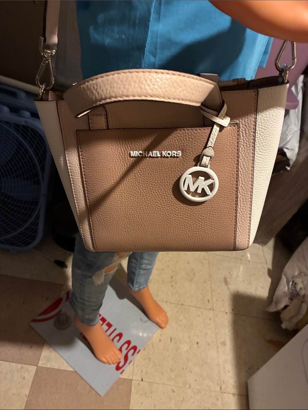 Michael Kors Pink and Cream Pebbled Leather Crossbody